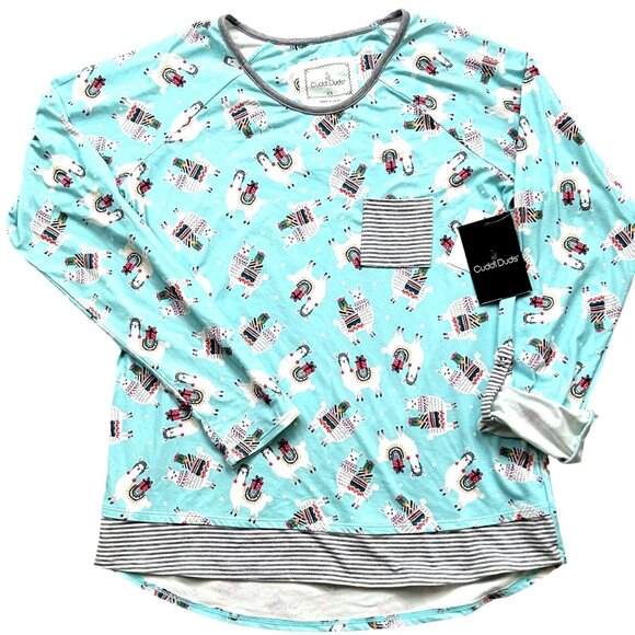 NWT Cuddl Duds 2 Pc Mint Christmas Llamas Print Wms Sleepwear Set Size XS - Picture 2 of 8